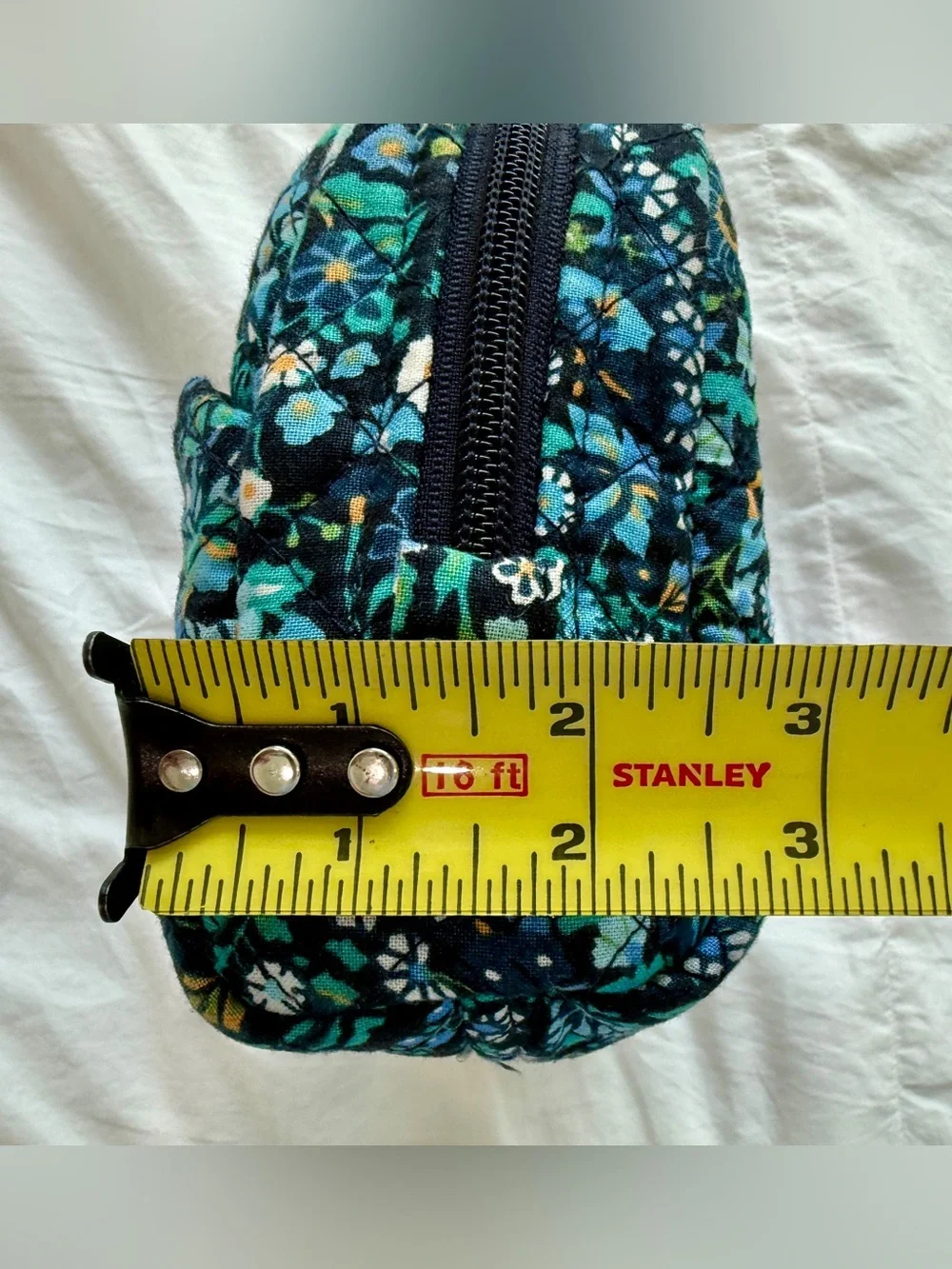 Vera Bradley Teal Floral Quilted Cosmetic Pouch